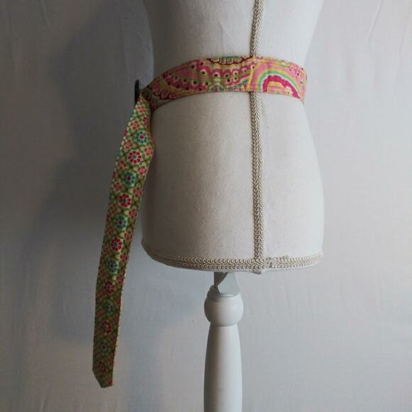 Vera Bradley quilted cloth belt One Size Yellow Pink - Picture 4 of 8